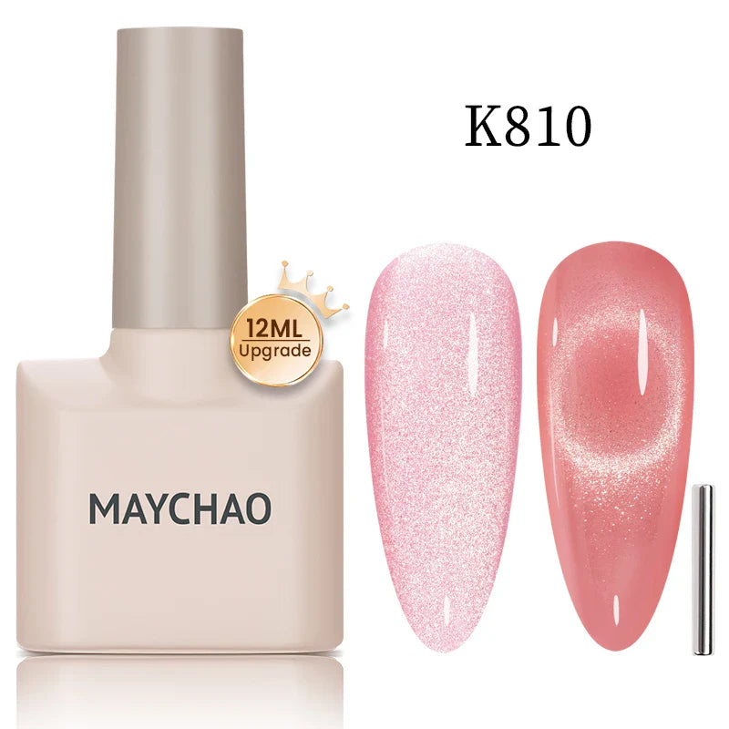 Maychao 12ml Cat Eye Gel Nail Polish Rainbow Effect-16
