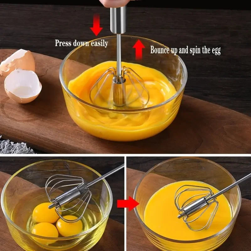Stainless Steel Rotary Whisk with Wood Handle-1