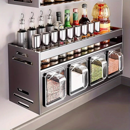 Stainless Steel Wall-Mounted Spice Rack-0