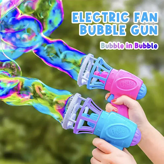 Summer Children's Electric Fan Bubble Gun Machine Water Toys-0